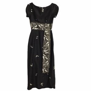 Richard Douglas Black Paisley Vintage Asian Inspired Midi Dress Size 12